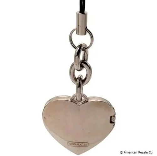 COACH Vintage Neon Pink Heart Locket Purse Charm Keychain Fob - Picture 4 of 4