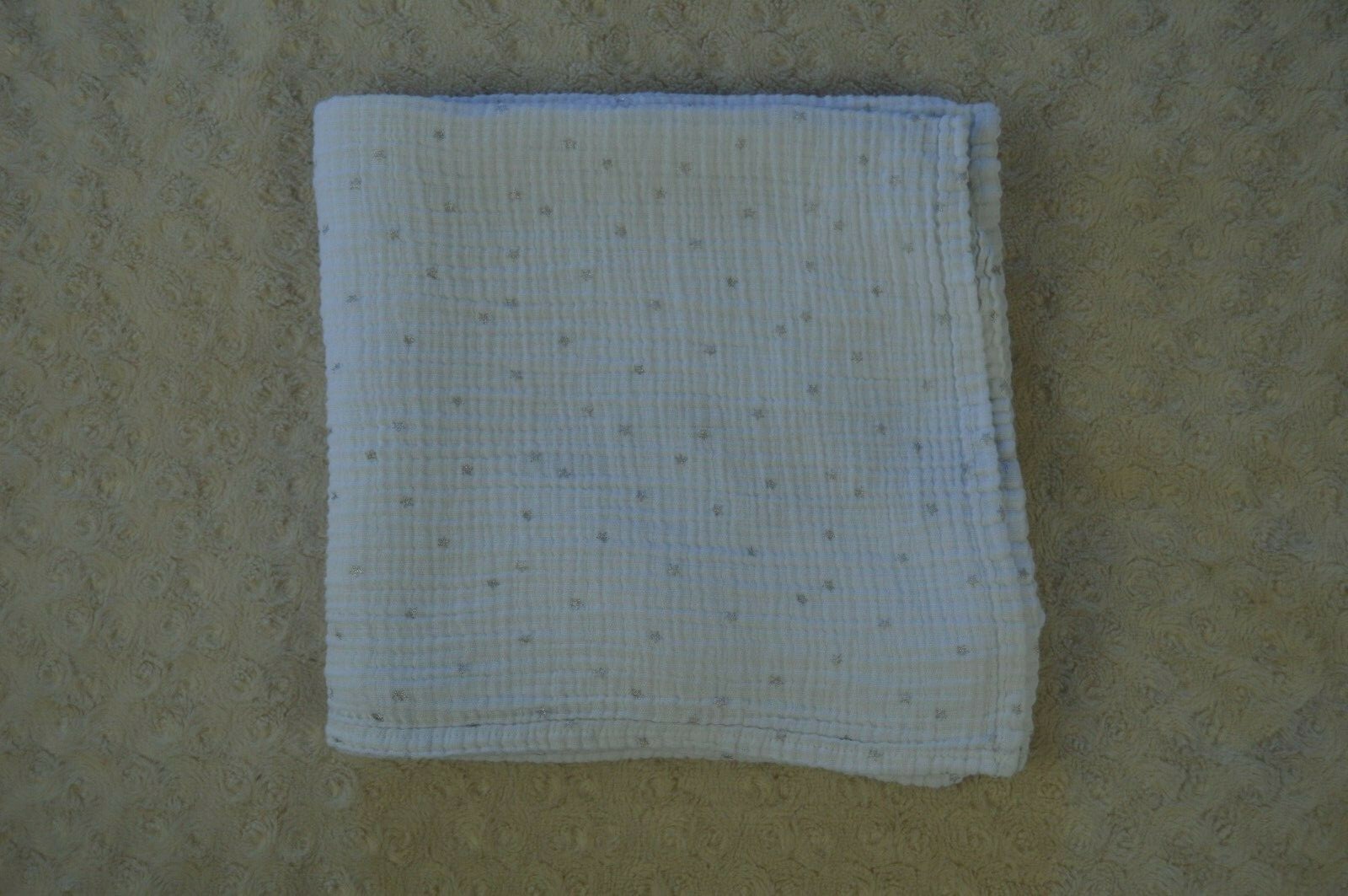 Cloud Island Silver Stars Baby Swaddle Blanket White Muslin Cotton-image