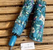Vera Bradley Automatic Umbrella HANGING AROUND SLOTH TEAL Floral RARE NWT SEALED
