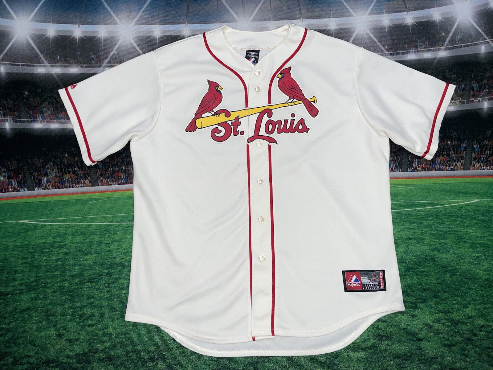 St Louis Cardinals Cream Blank Jersey Size XL Vintage Baseball
