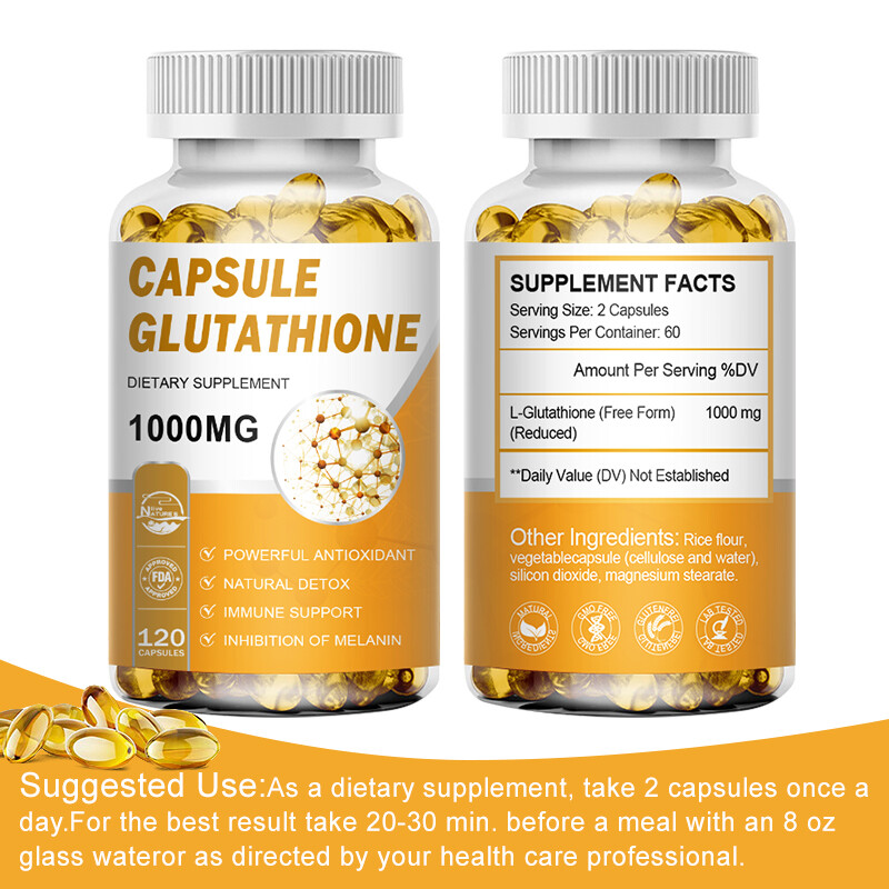 Glutathione Whitening Capsules 1000mg Skin Lightening Dark Spots Remover