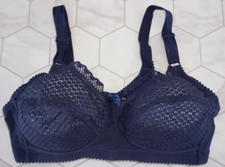 Miss Mary of Sweden Dark Blue Lace Wireless Cotton Full Cup Bra 2248, 36B
