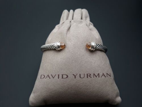 David Yurman 5mm Cable Classic Morganite and Diamonds Cable Cuff Bracelet Large