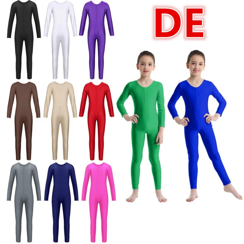 FREEBILY DE Kinder Mädchen Gymnastikanzug Langarm Ganzkörper Turnanzug Ballett Leotard