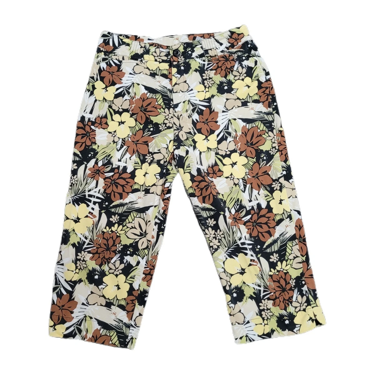 White Stag Colorful Floral Capri Pants Vintage Size 10 Average Stretch