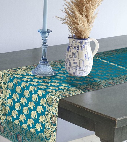 Decorative Silk Brocade Wall Hanging Tapestry Ethnic Embroider Table Runner - Picture 7 of 7