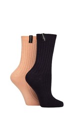 Womens Bamboo Boot Socks Light Cushioned in 4 Colours 4-8 - 2 Pair Pack Glenmuir