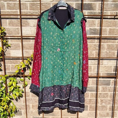 Preen Line Floral Oversized Midi Dress Flowy Shirt Dress