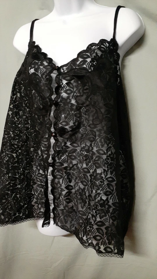 Conjunto Panty Camisola Woman Within NEGRA Sexy Encaje Plus 1x 50" BUSTO Foto 3 de 4