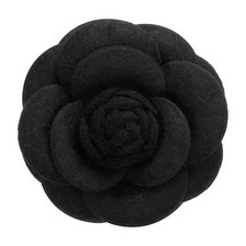 Vintage Camellia Flower Brooches Fabric Pins Corsage for Women Black