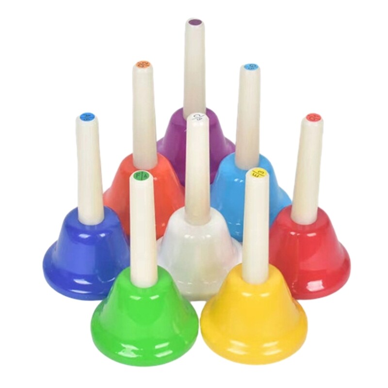 8 Note Handbells Set Colorful Hand Bells Percussion Instrument Musical Toy eBay