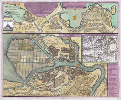 Reproduktion alter Plan - St. Petersburg um 1741