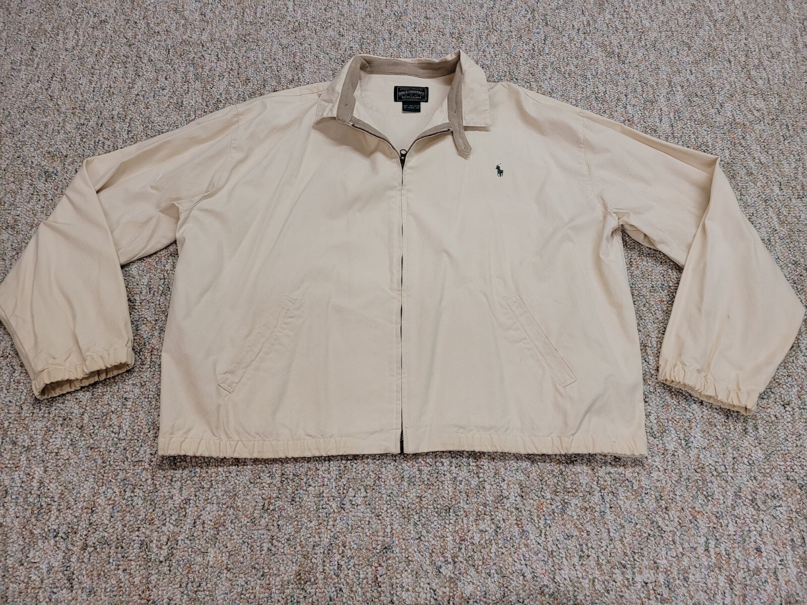 Polo Country Ralph Lauren Giacca Uomo 2XL Khaki Bi Swing Bomber Full Zip Pony