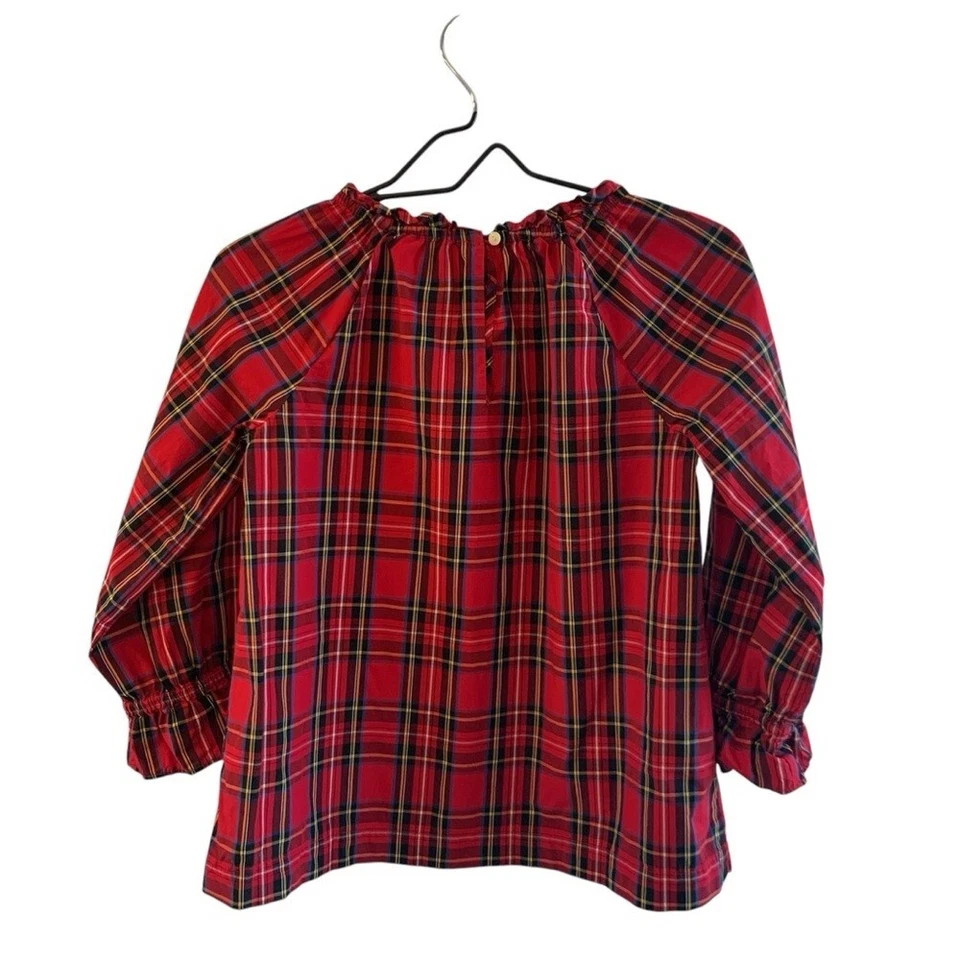 crewcuts J. Top Crew 100 % algodón a cuadros con volantes cuello rojo negro niñas talla 14 Foto 2 de 4