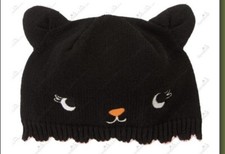 Gymboree Girl 6-12 mo Black Cat Beanie NWT Halloween Fall Infant Baby Cap