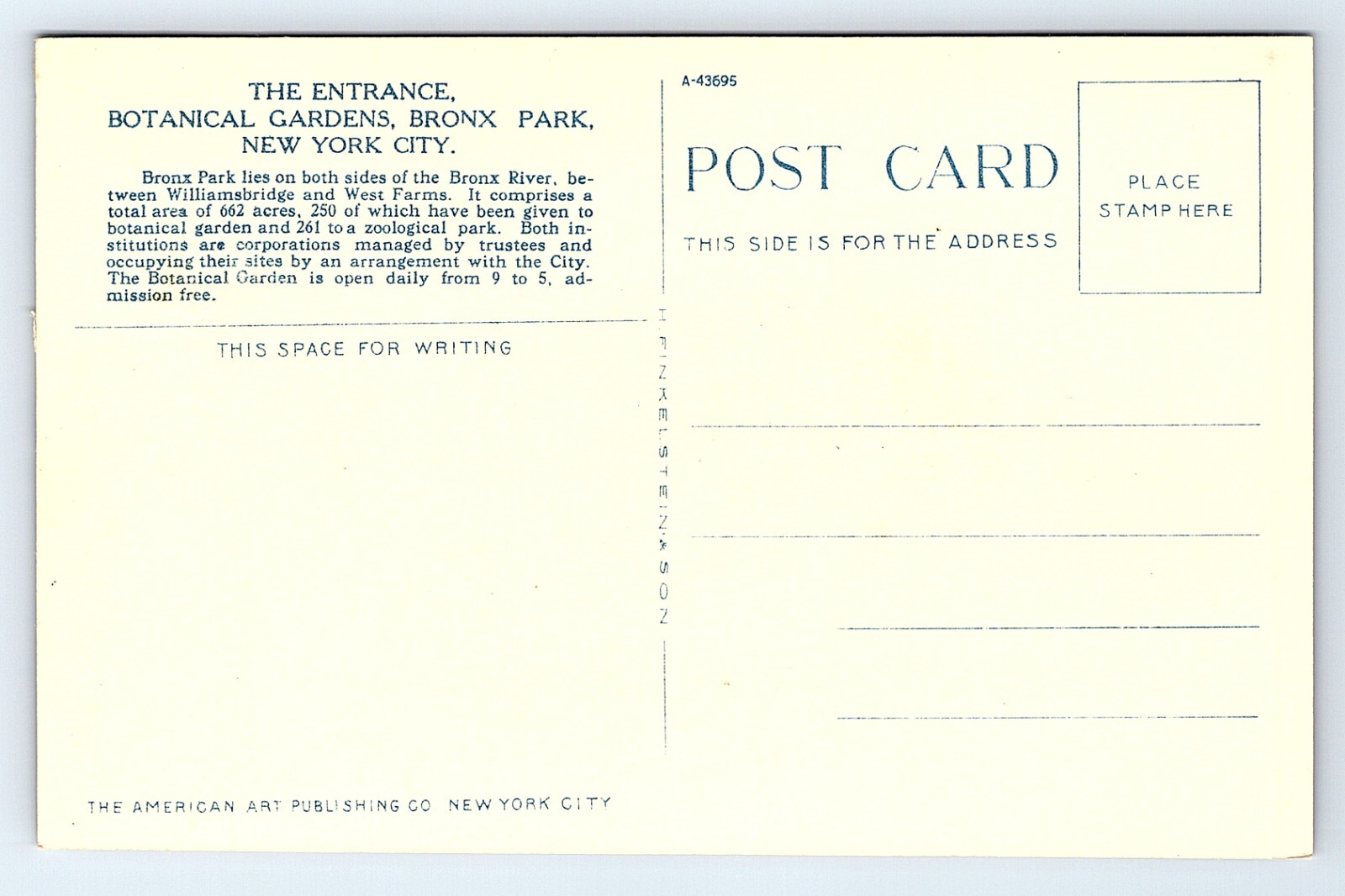 Postcard Entrance Botanical Gardens Bronx Park New York City NY eBay