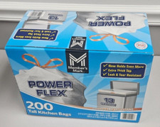 200 Member's Mark Power Flex Tall Kitchen Drawstring Trash Bags 13 Gallon Case
