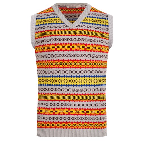 Unisex Herren Fairisle Weste Pullunder Vintage Ärmellos Strickpullover 50s 60s - Bild 5 von 52