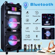 4,500W Dual 10" Woofer Bluetooth Speaker Rechargable Party FM Karaok DJ LED AUX