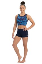 GK Elite VTG 2pc Gymnastics Shorts Longline Sport Bra Set Logo Navy Blue Sz AS