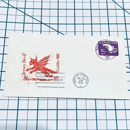 Jersey Devil Cadillac Local Post 1967 Stamp First Day Cover USA Vintage FDC