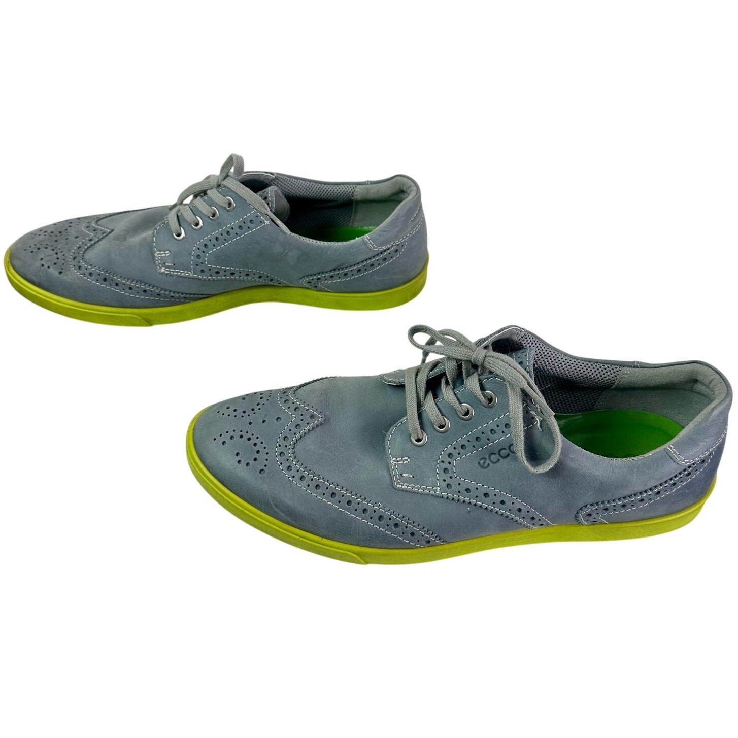 SAOLA Scarpe sneakers Ecco uomo EU 46 (US 12 a 12 5) grigio pelle suola verde punta alare