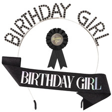 Birthday Girl Sash for Women Birthday Tiara and Crown for Women Girls Headband B