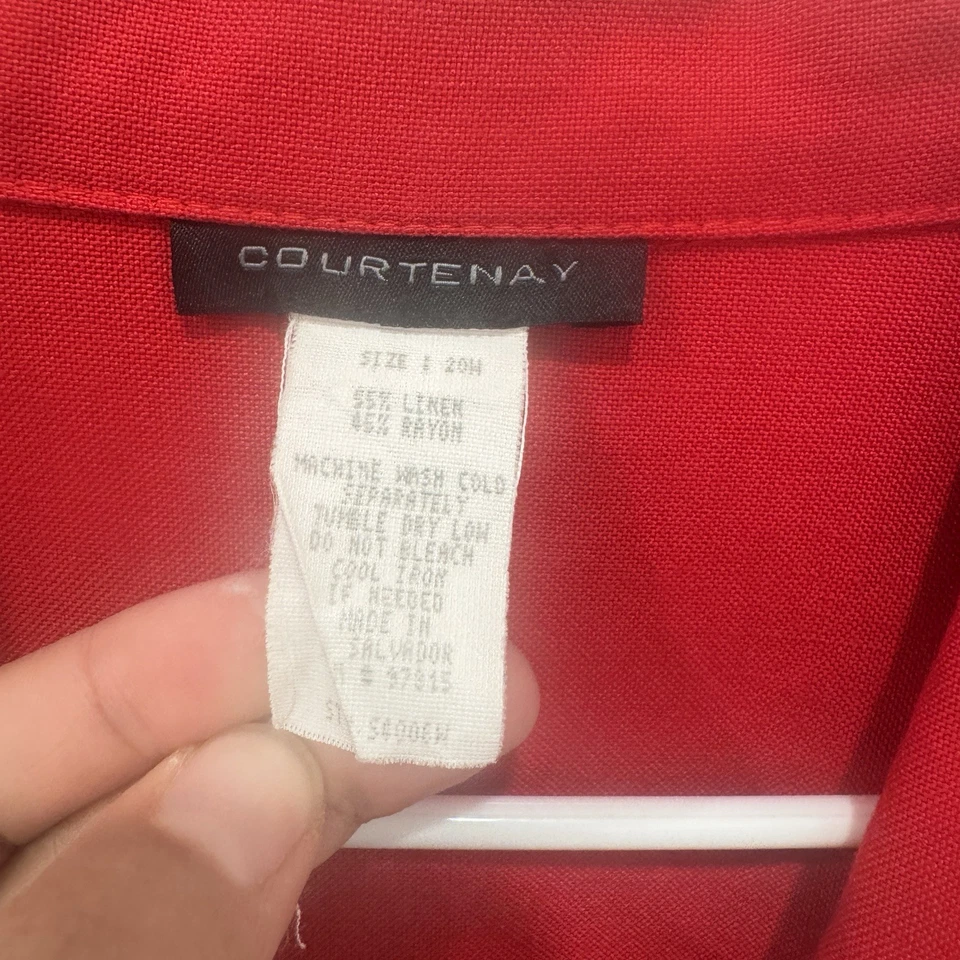 Vintage Courtney Linen Blend Blazer Womens 20W Red Single Button Office Business - Image 4 of 4