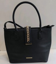Lipsy Women's Carry Bag With Shoulder Strap In Black With Gold Chain Detailing