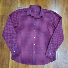 UNTUCKit Shirt Mens Large Red Blue Gingham Check Slim Fit Button Down Casual