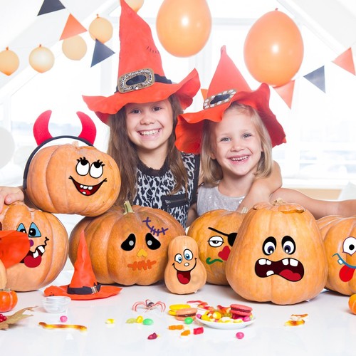 Hágalo usted mismo Conjunto de pegatinas de calabaza para padres e hijos pequeños decoración - Imagen 9 de 10