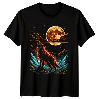 Wolf heulender Mond Tiere Herren T-Shirt Wildlife Grafik Tee