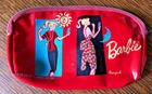 Vtg 1961 Mattel Ponytail Barbie Red Vinyl Zipper Pouch "Perk Up" Makeup Case