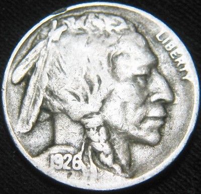 FINE Scarce Original KEY Date 1926-S BUFFALO NICKEL Lowest Mintage Buff! KT56EJ