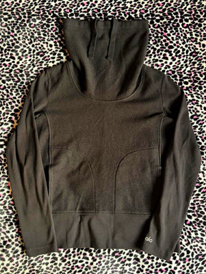 ALO Yoga Women's Black Stretch Fleece Pullover Hoodie Size S Athleisure