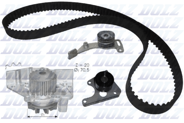 Wasserpumpe + Zahnriemensatz Dolz KD023 FüR Peugeot 7A Ulysse Lantra Fiat Ducato-image