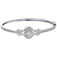 JFL Diamonds 14K WeißGold Diamant Bangle Armband Cluster Prong Set 1.68 CT