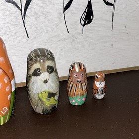 Woodland Creatures Bits/pcs Russian Style 5 PCE Nesting Doll - Main Doll 6.5&rdquo;