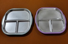 Busoha 2-Stainless Steel Kids Suction Silicone Plate for Baby Toddler 9.4" NEW