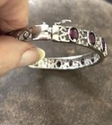 Sterling Bangle Garnet Bracelet Openwork Filigree 17 Grams 7-7 1/2” — photo 7