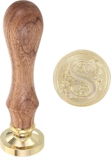 Alphabet S Wax Seal Stamp, 25Mm Removable Brass Head, Wooden Handle, Retro Desig