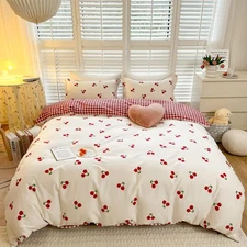 Cherry Kids Duvet Cover Set Queen 100% Cotton Bedding for Boys Girls Teens Ca...