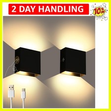 LED Wall Sconce Battery Powered Set of 2, Touch Control Dimmable Wall Lamp Re...