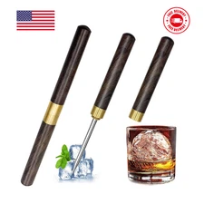 2 Pack Ice Pick for Breaking Ice, 6.8" Stainless Steel Ice Picks with Ebony Wood
