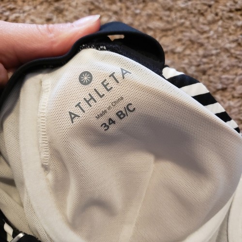 Athleta swim dress black white striped pura underwire padded cover up 34 B / C - Picture 3 of 8
