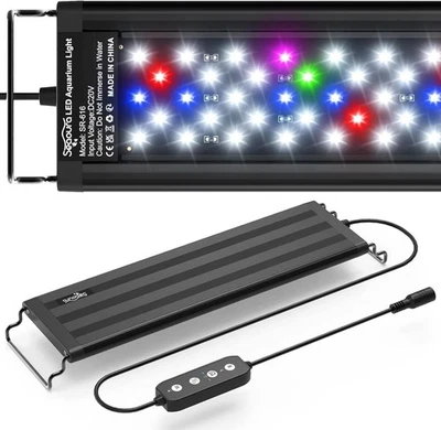 SEAOURA 10W Full Spectrum Adjustable 30-45cm Aquarium Fish Tank LED Light Timer