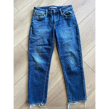 Joe's Jeans The Charlie Skinny Crop Jeans Blue Distressed Frayed Hem Size 24