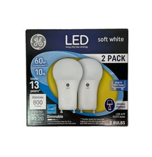 GE LED Soft White Light Bulb 2 Pack Dimmable 60 Watt bulbs Bundle of 2 Boxes