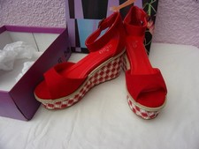 BEBO Red Wedge Heel Sandals Shoes Size 4