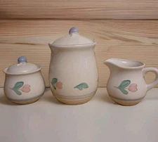 3 Pc Vintage International Tableworks Japanese Canister, Creamer &  Sugar Bowl